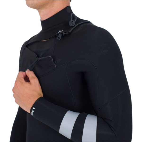 2026 Hurley Heren Advant 3/2mm Borst Ritssluiting Wetsuit MFS0013322 - Black